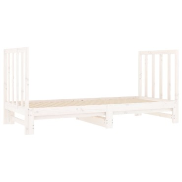 vidaXL Καναπές Κρεβάτι Συρόμενος Λευκός 2x(90x190) εκ. από Μασίφ Πεύκο