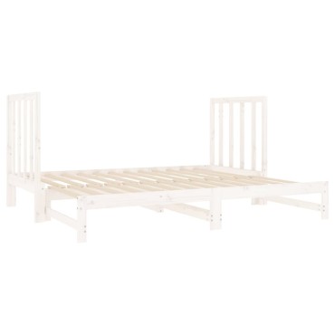 vidaXL Καναπές Κρεβάτι Συρόμενος Λευκός 2x(90x190) εκ. από Μασίφ Πεύκο