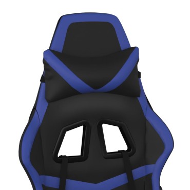 vidaXL Καρέκλα Gaming Μασάζ Υποπόδιο Μαύρο & Μπλε από Συνθετικό Δέρμα 67x64x(116-127)cm 1 τεμ.