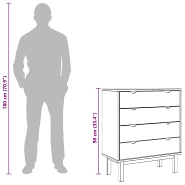 vidaXL Συρταριέρα OTTA Γκρι 76,5x39,5x90cm από Μασίφ Ξύλο Πεύκου 1 τεμ.