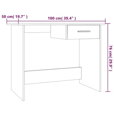 vidaXL Γραφείο Καπνιστή Δρυς 100x50x76cm από Επεξεργασμένο Ξύλο 1 τεμ.