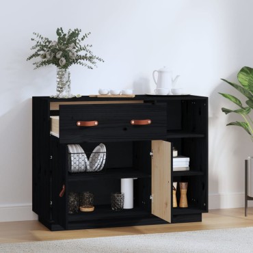 vidaXL Ντουλάπι Μαύρο 98,5x40x75cm από Μασίφ Ξύλο Πεύκου 1 τεμ.