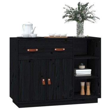 vidaXL Ντουλάπι Μαύρο 98,5x40x75cm από Μασίφ Ξύλο Πεύκου 1 τεμ.