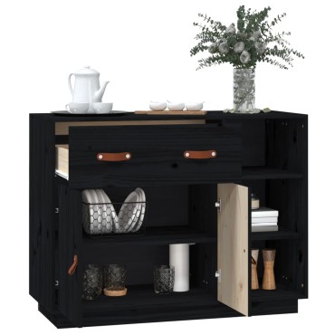 vidaXL Ντουλάπι Μαύρο 98,5x40x75cm από Μασίφ Ξύλο Πεύκου 1 τεμ.