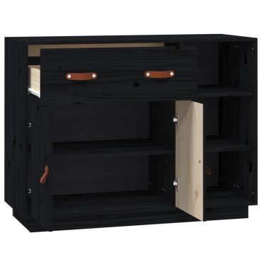 vidaXL Ντουλάπι Μαύρο 98,5x40x75cm από Μασίφ Ξύλο Πεύκου 1 τεμ.