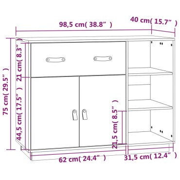 vidaXL Ντουλάπι Μαύρο 98,5x40x75cm από Μασίφ Ξύλο Πεύκου 1 τεμ.