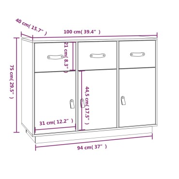 vidaXL Ντουλάπι 100x40x75cm από Μασίφ Ξύλο Πεύκου 1 τεμ.