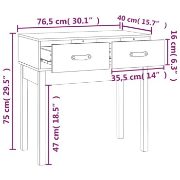 vidaXL Τραπέζι Κονσόλα 76,5x40x75cm από Μασίφ Ξύλο Πεύκου 1 τεμ.