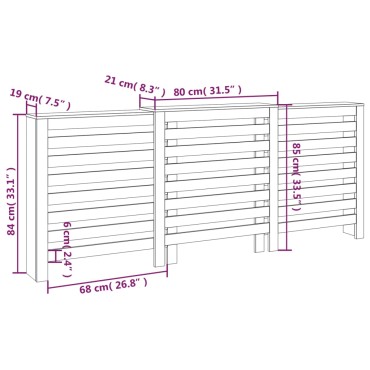 vidaXL Κάλυμμα Καλοριφέρ 210x21x85 εκ. από Μασίφ Ξύλο Πεύκου