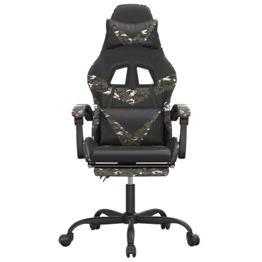 vidaXL Καρέκλα Gaming Μασάζ Υποπόδιο Μαύρο/Παραλλαγή Συνθετικό Δέρμα 57,5x59,5x(121-131)cm 1 τεμ.