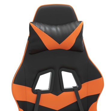 vidaXL Καρέκλα Gaming Μασάζ Υποπόδιο Μαύρο/Πορτοκαλί Συνθετικό Δέρμα 57,5x59,5x(121-131)cm 1 τεμ.