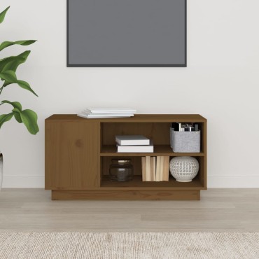 vidaXL Έπιπλο Τηλεόρασης Καφέ Μελί 80x35x40,5cm από Μασίφ Ξύλο Πεύκου