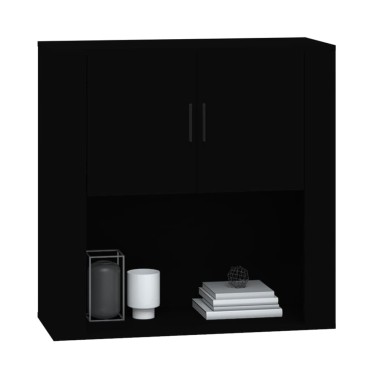 vidaXL Ντουλάπι Τοίχου Μαύρο 80x33x80cm Επεξεργασμένο Ξύλο 1 τεμ.