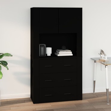 vidaXL Ντουλάπι Τοίχου Μαύρο 80x33x80cm Επεξεργασμένο Ξύλο 1 τεμ.