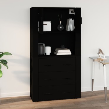 vidaXL Ντουλάπι Τοίχου Μαύρο 80x33x80cm Επεξεργασμένο Ξύλο 1 τεμ.