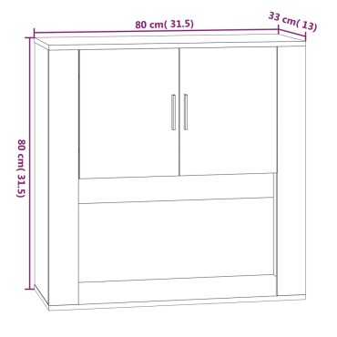 vidaXL Ντουλάπι Τοίχου Sonoma Δρυς 80x33x80cm Επεξεργασμένο Ξύλο 1 τεμ.