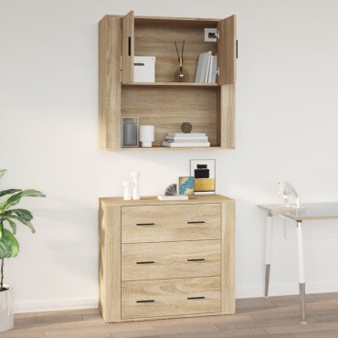 vidaXL Ντουλάπι Τοίχου Sonoma Δρυς 80x33x80cm Επεξεργασμένο Ξύλο 1 τεμ.