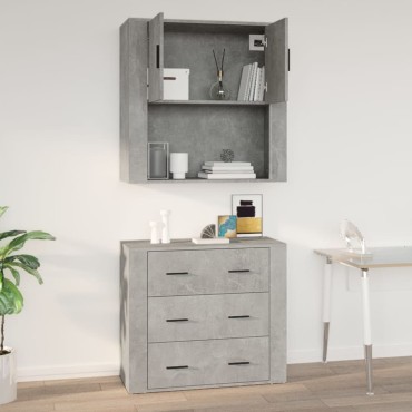 vidaXL Ντουλάπι Τοίχου Γκρι Σκυρ. 80x33x80cm Επεξεργασμένο Ξύλο 1 τεμ.