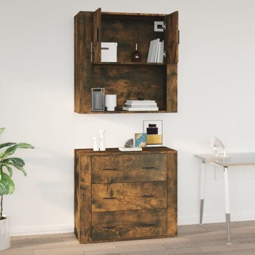vidaXL Ντουλάπι Τοίχου Καπνιστή Δρυς 80x33x80cm Επεξεργασμένο Ξύλο 1 τεμ.