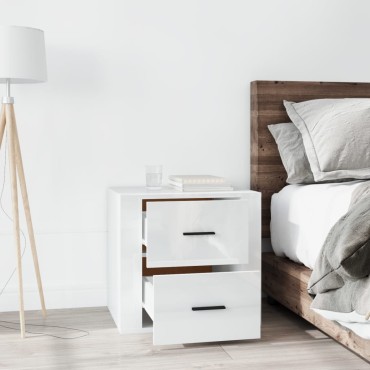 vidaXL Κομοδίνα Γυαλιστερό Λευκό 50x39x47cm 1 τεμ.