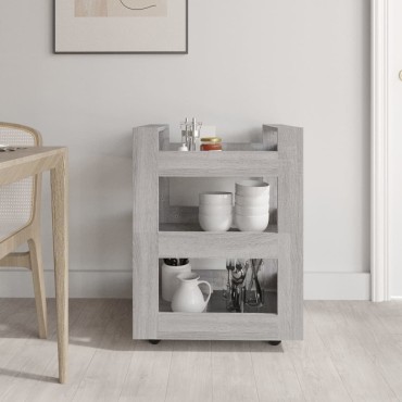 vidaXL Τρόλεϊ Κουζίνας Sonoma Γκρι 60x45x80cm από Επεξεργασμένο Ξύλο 1 τεμ.