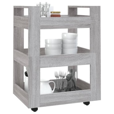 vidaXL Τρόλεϊ Κουζίνας Sonoma Γκρι 60x45x80cm από Επεξεργασμένο Ξύλο 1 τεμ.