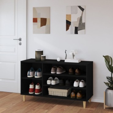 vidaXL Παπουτσοθήκη Μαύρο 102x36x60cm από Επεξεργασμένο Ξύλο