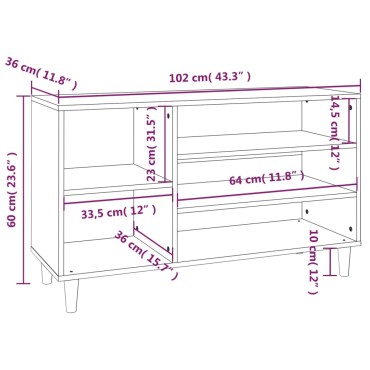 vidaXL Παπουτσοθήκη Μαύρο 102x36x60cm από Επεξεργασμένο Ξύλο