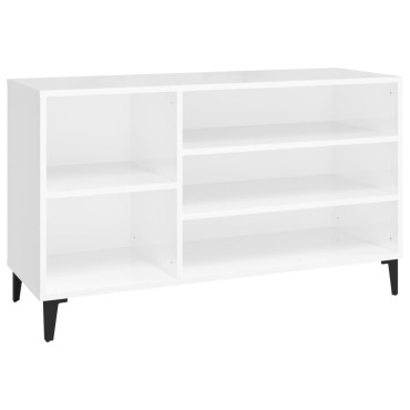 vidaXL Παπουτσοθήκη Γυαλιστερό Λευκό 102x36x60cm Επεξεργασμένο Ξύλο
