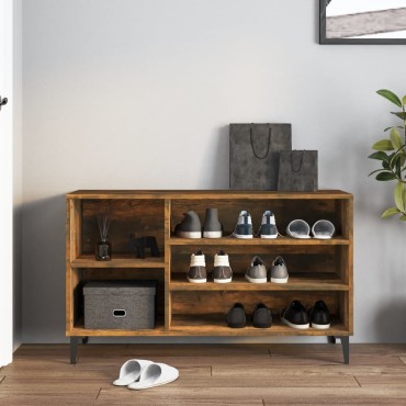 vidaXL Παπουτσοθήκη Καπνιστή Δρυς 102x36x60cm από Επεξεργασμένο Ξύλο
