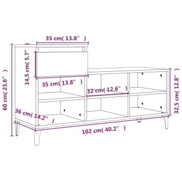 vidaXL Παπουτσοθήκη Γκρι Sonoma 102x36x60cm από Επεξεργασμένο Ξύλο
