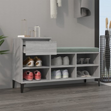 vidaXL Παπουτσοθήκη Γκρι Sonoma 102x36x60cm από Επεξεργασμένο Ξύλο