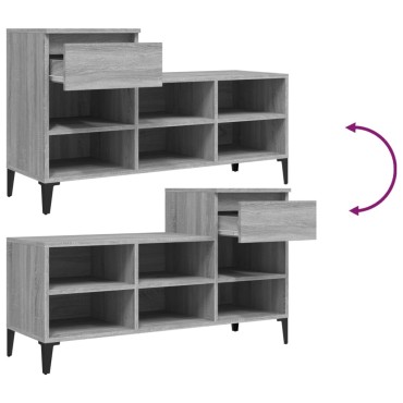 vidaXL Παπουτσοθήκη Γκρι Sonoma 102x36x60cm από Επεξεργασμένο Ξύλο