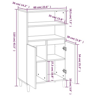 vidaXL Ντουλάπι Γκρι Sonoma 60x36x110cm από Επεξεργασμένο Ξύλο 1 τεμ.