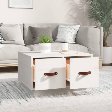 vidaXL Τραπεζάκι Σαλονιού Λευκό 60x53x35cm από Μασίφ Ξύλο Πεύκου 1 τεμ.