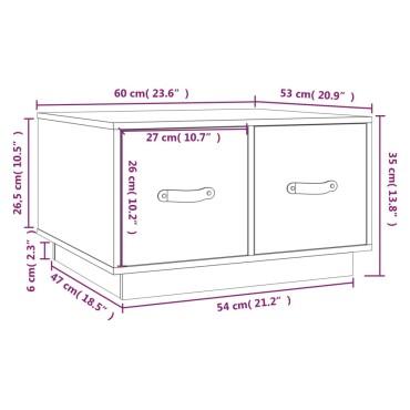 vidaXL Τραπεζάκι Σαλονιού Λευκό 60x53x35cm από Μασίφ Ξύλο Πεύκου 1 τεμ.