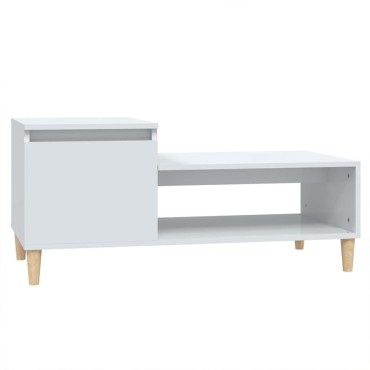 vidaXL Τραπεζάκι Σαλονιού Γυαλ. Λευκό 100x50x45cm Επεξεργ. Ξύλο 1 τεμ.