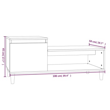 vidaXL Τραπεζάκι Σαλονιού Γυαλ. Λευκό 100x50x45cm Επεξεργ. Ξύλο 1 τεμ.