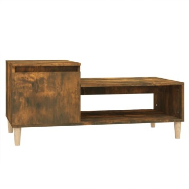 vidaXL Τραπεζάκι Σαλονιού Καπνιστή Δρυς 100x50x45cm Επεξεργασμ. Ξύλο 1 τεμ.