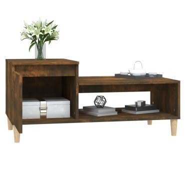 vidaXL Τραπεζάκι Σαλονιού Καπνιστή Δρυς 100x50x45cm Επεξεργασμ. Ξύλο 1 τεμ.