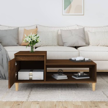 vidaXL Τραπεζάκι Σαλονιού Καφέ Δρυς 100x50x45cm Επεξεργασμ. Ξύλο 1 τεμ.
