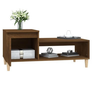 vidaXL Τραπεζάκι Σαλονιού Καφέ Δρυς 100x50x45cm Επεξεργασμ. Ξύλο 1 τεμ.