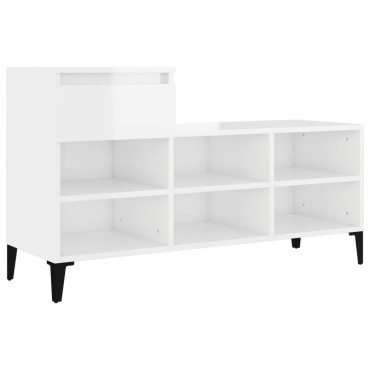 vidaXL Παπουτσοθήκη Γυαλιστερό Λευκό 102x36x60cm Επεξεργασμένο Ξύλο
