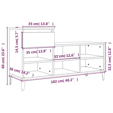 vidaXL Παπουτσοθήκη Γυαλιστερό Λευκό 102x36x60cm Επεξεργασμένο Ξύλο