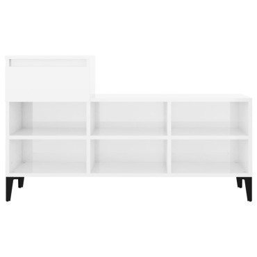 vidaXL Παπουτσοθήκη Γυαλιστερό Λευκό 102x36x60cm Επεξεργασμένο Ξύλο