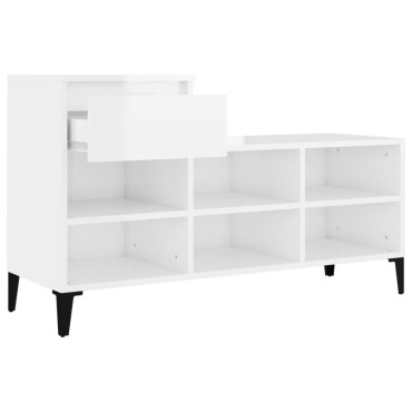 vidaXL Παπουτσοθήκη Γυαλιστερό Λευκό 102x36x60cm Επεξεργασμένο Ξύλο