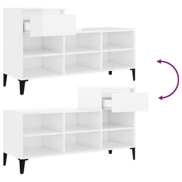 vidaXL Παπουτσοθήκη Γυαλιστερό Λευκό 102x36x60cm Επεξεργασμένο Ξύλο