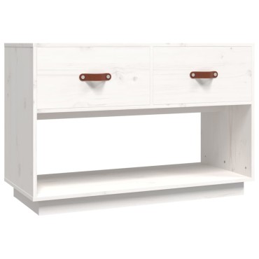 vidaXL Έπιπλο Τηλεόρασης Λευκό 90x40x60cm από Μασίφ Ξύλο Πεύκου