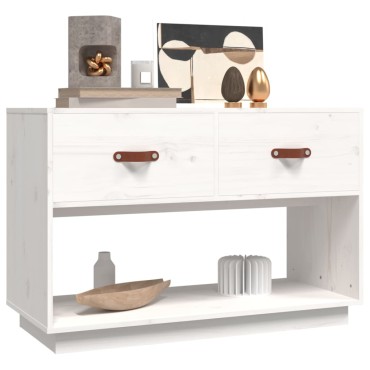 vidaXL Έπιπλο Τηλεόρασης Λευκό 90x40x60cm από Μασίφ Ξύλο Πεύκου