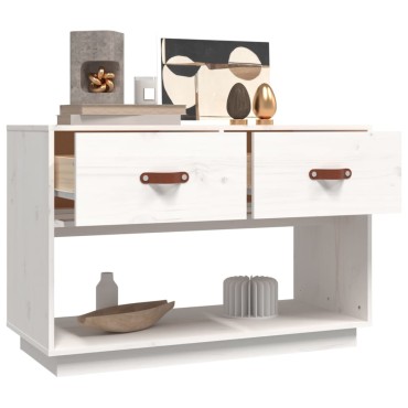 vidaXL Έπιπλο Τηλεόρασης Λευκό 90x40x60cm από Μασίφ Ξύλο Πεύκου